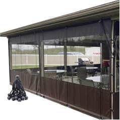 Outdoor Winter Weatherproof Curtains Customizable Pergola Side Panel Transparent Waterproof 0.5mm PVC with Eyelets for Gazebo, Patio, Deck (Color : Transparent+Grey, Size : 1.80x2.20m)