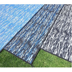 Schlauchland Odooro Wavetex Outdoor Rug Platinum 2.7 m x 5 m Blue/White Many Sizes + Colours 450 g/m² Camping Tent Carpet Awning Garden Play Mat Caravan Camper