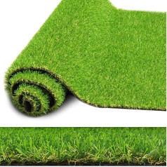 Realistic Artificial Grass Rug 3x5ft Artificial Grass ZGR 2cm Indoor Outdoor Patio Garden Lawn Landscape Balcony Artificial Grass Mat 4 Tone Drain Holes Rubber Backing