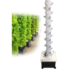 Aeroponic Tower Garden (15 Levels / 45 Holes), Garden Tower, Wheel x 4 + Water Pump, Adapter + Bottomless Mounting, Energy Saving, for Herbs, Fruits and Vegetables, 45