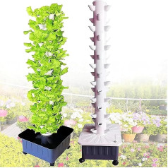 PLMNBQWE Hydroponic Growing System, 15-Tier 45 Hole Hydroponic Tower Kit, Garden Tower Aeroponics Growing Kit for Hydroponic Growing on Farms Greenhouses