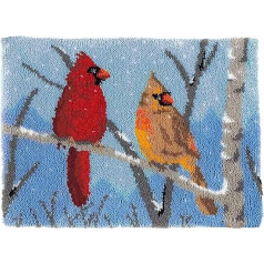 hifrom Latch Rug for DIY Knotting Set, 50 x 38 cm, DIY Latch Hook Rug Set, Latch Hook Kit, Cross Stitch Set for DIY Crafts, Gifts, Doormat, Main Decoration (Birds)