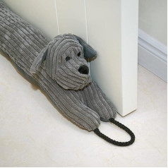 Estimber Under Door Draught Excluder Decorative Wind Stopper 96 cm for Door and Window Weighted Animal Air Draught Excluder Snake Noise Blocker for Down Door with Hanging Loops - Grey Dog