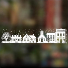 Christmas Window Stickers - Christmas Village Street Scene Window Border - Seasonal Window Decoration and Decoration - Large
