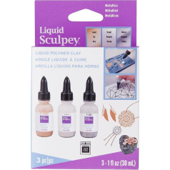 Polyform Sculpey Liquid Metallics 3/Pkg-Pearl, Silver, Gold
