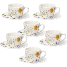 Tognana Audrey Set of 6 New Bone China Coffee Cups and Saucers, Multi-Colour