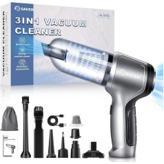 Saker Handheld Vacuum Cleaner Car Cordless 3 in 1 Compressed Air Multifunctional Brushless Motor 12KPA High Power with USB-C, Small Vacuum Cleaner for Outdoor, Office Cleaning and Pet Hair