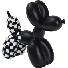 Notakia Black and White Plaid Racing Car Pattern Balloon Dog Statue Craft Living Room Desktop Decorations Handmade Modern Small Shelf Decor Animal Statue Ornament Home Decor