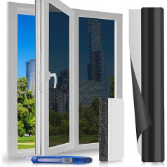 Window Film Sun Protection Film Window Interior – 60 x 400 cm – Mirror Film Window Privacy Screen Mirror Film Self-Adhesive UV Protection Privacy Film Window Heat Protection Film for Office, Black
