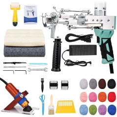 ZOWWFAST Carpet Tufting Gun with Carpet Trimmer Kit, Tufting Gun Set with Digital Speed Display, Tufting Machine with Tufting Cloth, Yarn, Kit Roller, Brush, Scraper, Masher, Green