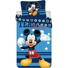 My sweety pop Children's Bedding - 2 Piece - Kids - Duvet Cover - Reversible - 140 x 200 cm - Pillowcase - 70 x 90 cm - 100% Cotton (Mickey Mouse - Blue)