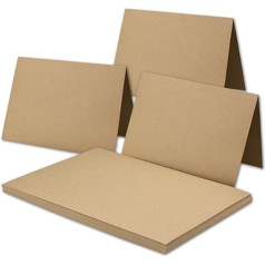 75 x Vintage Kraft Paper Folding Cards DIN A5 148 x 210 mm Sand Brown Recycled 300 g/m² Blank Folding Cards NEUSER PAPIER