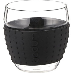 Bodum Pavina Set of 2 Glass Mugs, 0.35L, 12oz, Black