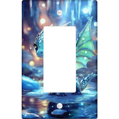 Lichtschalter-Abdeckplatten mit niedlichem Drachen, blauer Fantasie-Drache für Kinderzimmer, thermoplastische Wandplatten, Standardgröße, einzelne Wippe