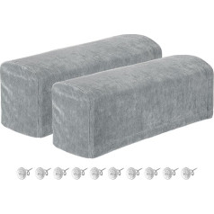 sourcing map Stretch-Armlehnenbezüge, Chenille, weiche Sessel-Schonbezüge, Couch, Liegestuhl, Armlehnbezug mit Drehstiften für Stuhl, Sofa, Grau, 2 Stück