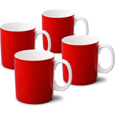 WM Bartleet & Sons Traditional Porcelain Red Plain Mug, Set of 4