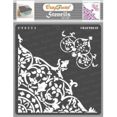 CrafTreat Corner Stencils for Painting on Wood, Wall, Tile, Canvas, Paper and Floor - Flourish Corner - 12 x 12 Inches - Reusable DIY Art and Craft Stencils - Floral Stencil - Floral Drawing Template