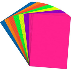 Coloured Cardstock 8.5 x 11 Inch 56 Sheets Fluorescent Neon Index Paper 250gsm / 90lb Heavy Card Set with 7 Colors for Cutting Crafts Kids Crafts