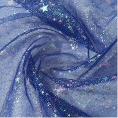 1.5m x 1m Glitter Star Tulle Mesh Blue Glitter Glitter Fabric Mesh for Stage Performance Costumes