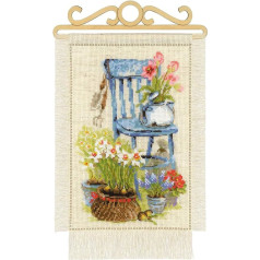 Riolis Spring 1656 Holiday House Garden Cross Stitch Kit, Cotton, multicoloured, 20 x 30 x 0.1 cm