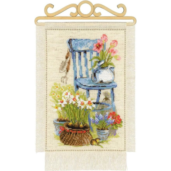 Riolis Spring 1656 Holiday House Garden Cross Stitch Kit, Cotton, multicoloured, 20 x 30 x 0.1 cm