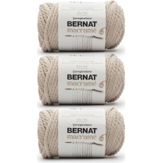 Bernat 3 x Taupe 250g Cotton Macrame Yarn 6 Super Bulky - Knitting/Crochet