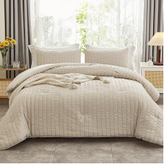 AveLom Beige Seersucker Comforter Set (80