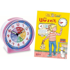 Atlanta Children's Alarm Clock without Ticking with Learning Book Conni Time Learning - 2126/1 BU (Rosa Conni)