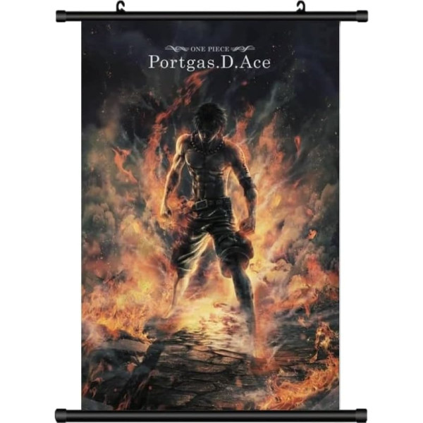 KARMA-X Portgas.D.Ace Large 60 x 90 cm 0ne Piece Kakemono Scroll Picture Anime Manga Fabric Poster Wall Decoration Gift