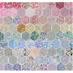 80 Liberty Fabric Tana Lawn ™ Hexagons, Regenbogenfarben (3,2 cm)