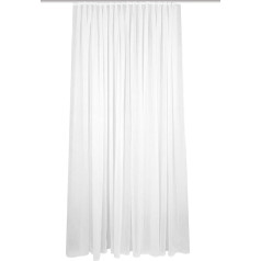 HOME WOHNIDEEN 41100 Fertigstore Crosta, plain linen structure, transparent, pleated tape, colour: white, size: 245 x 500 cm, quantity: 1 x