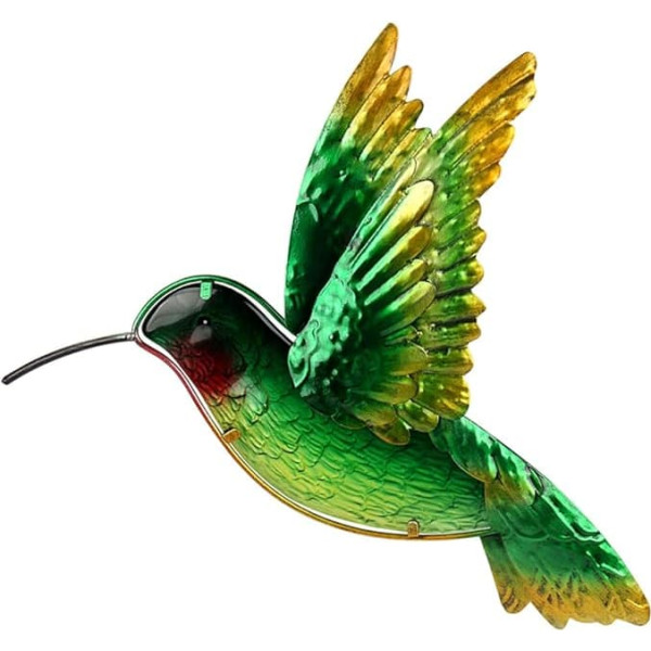 John's Studio Metal Hummingbird Wall Decoration Bathroom Glass Art Iron Sculpture Outdoor Hanging Decoration for Home Bedroom Garden Patio Porch or Fence - Green