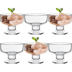 LONTOM Set of 6 Ice Cream Sundae Glasses, 200ml Glass Dessert Bowls, Clear Ice Cream Bowls, Shrimp Cocktail Glasses, Trifle Bowl, Serving Bowls for Desserts, Pudding, Appetizers, Milkshake