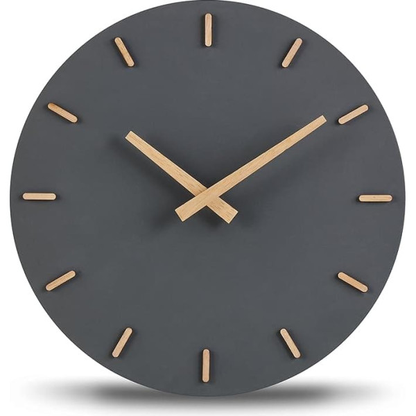 Cander Berlin MNU 6130 E Wall Clock Concrete Silent without Ticking Noises 30 cm Analogue Living Room Office Modern Vintage Grey Wooden Hands