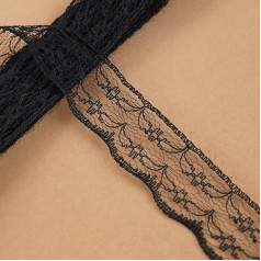 Blausky 2 cm x 10 Yards Lace Ribbon, Non-Elastic Lace Trim, Colourful Lace Trim, Gift Ribbon, Lace Borders, Decorative Ribbon, Vintage Lace Ribbons for Wedding, Flower, Party, Black