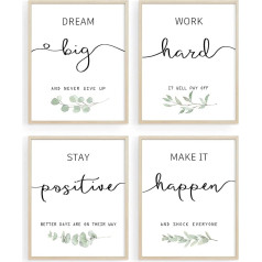 Howwii Inspirational Wall Art, Office Decor, Motivational Unframed Wall Art Prints for Bedroom, Living Room, Office, Classroom, 8x10 Inch, Pack of 4