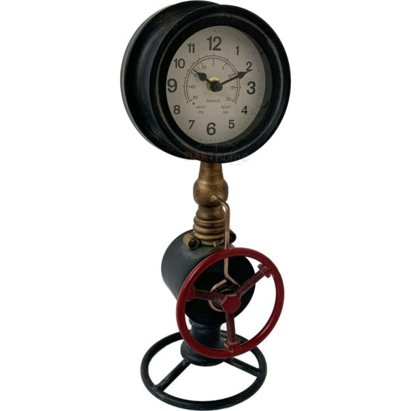 Rustic Metal Wall Clock Standing Industrial Warehouse Factory Station Pipe
