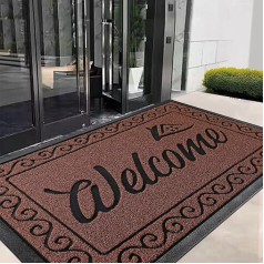 Yimobra Outdoor Doormat, 120 x 81 cm, Non-Slip, Weatherproof, Washable, Wellcome Dirt Trapper Mat for Front Door & Entrance Area, Maroon
