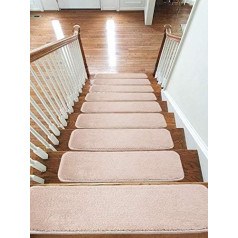 emmahome 13 x Beige Carpet Stair Mats Non Slip Machine Washable 22cm x 67cm 11mm Thick