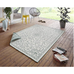 NORTHRUGS Indoor and Outdoor Rug Leyte 80 x 150 cm - Reversible Rug Weatherproof Oriental Vintage Design Runner for Balcony Patio Garden Conservatory Living Room Rug Waterproof in Green Cream