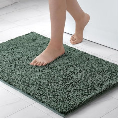 MIULEE Matcha Green Bath Mat, 70 x 120 cm, Super Absorbent Bath Mat, Soft & Non-Slip, Washable Chenille Microfibre Bathroom Rug for Shower and Toilet, Easy Care Bath Mat for Home