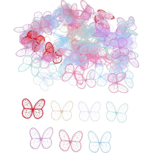 Gadpiparty 100 Stück Schmetterling Spitze Applikationen Bestickte Lace Patches zum Aufnähen Hochwertige Stickerei DIY Hochzeit Brautkleider Jacken Hemden