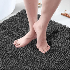 HOMEK Chenille Bath Mat, 60 x 180 cm Absorbent & Non-Slip Bathroom Rug for Bathroom, Soft Chenille Bath Mat, Washable Shower Mat for Shower, Bathtubs and Toilet Decoration