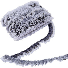 GORGECRAFT 10 m x 35 mm 2-Layer Pleated Chiffon Lace Trim Black and White Double Layer Ruffle Trim Gold Edge Tulle Trim Fabric Ribbon for Home DIY Sewing Crafts Clothing Decorations