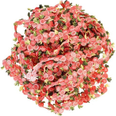 KAILIKETIY Gestickter Wasserlöslicher Spitzenbesatz Zarter DIY Schmuckbesatz für Kleidung Meterware in Blutrot Feines Nähzubehör für Festtags und Kleidungsdekoration