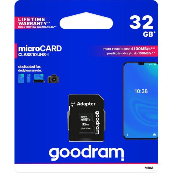 MicroSD atmiņas karte 32GB UHS-I ar adapteri