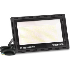 500 W LED Outdoor Spotlight, Super Bright 50,000 LM Spotlight, 6500 K Cool White Outdoor Spotlight, IP66 Waterproof LED Floodlight, 50 cm Cable, No Plug, Outdoor Light for Garage, Backyard,