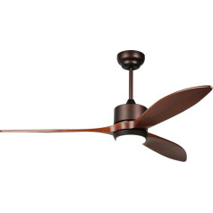 reiga Ceiling Fan with Dimmable LED Lighting and Remote Control, 132 cm, Wood Design, Quiet Reversible DC Motor, Smart Home Function