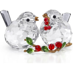 Swarovski Idyllia Pair of Birds and Berries, Two Crystal Birds on Bright Red Berries with Shiny Metal Accents and 709 Facets, Size: 3.6 x 6.1 x 6.9 cm