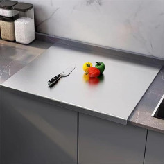 bimiti Stainless Steel Chopping Boards Worktop Saver 70x50cm Cutting Board Worktop Saver Pastry Board Baking Board with Lip and Rolling Pin